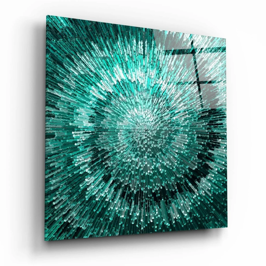Stunning Teal Burst Glass Wall Art Panel | Insigneart USA | vintageantiquesgifts.com