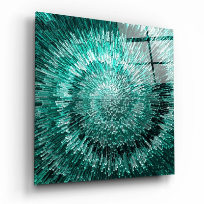 Stunning Teal Burst Glass Wall Art Panel | Insigneart USA | vintageantiquesgifts.com