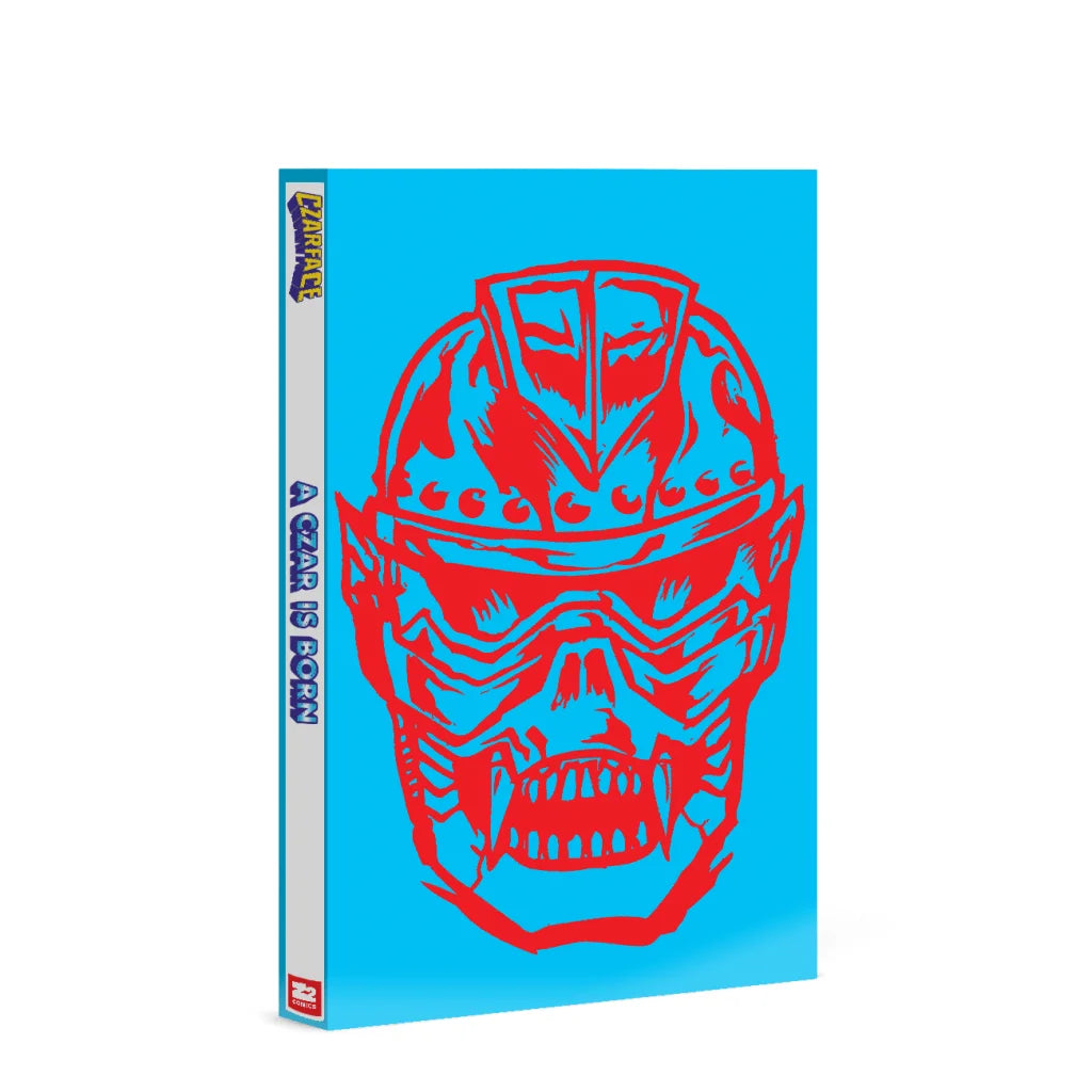 Red and blue skull helmet on Tyler Boss CZARFACE deluxe slipcase
