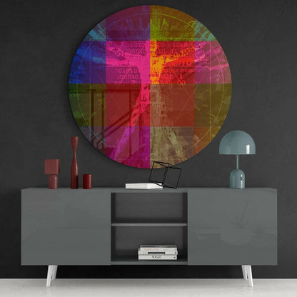 Vibrant rainbow binary code tempered glass art with colorful abstract hues