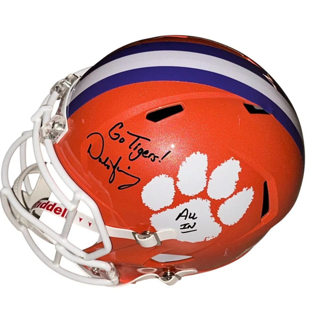 Dabo Swinney autographed Clemson Tigers helmet with orange white paw print