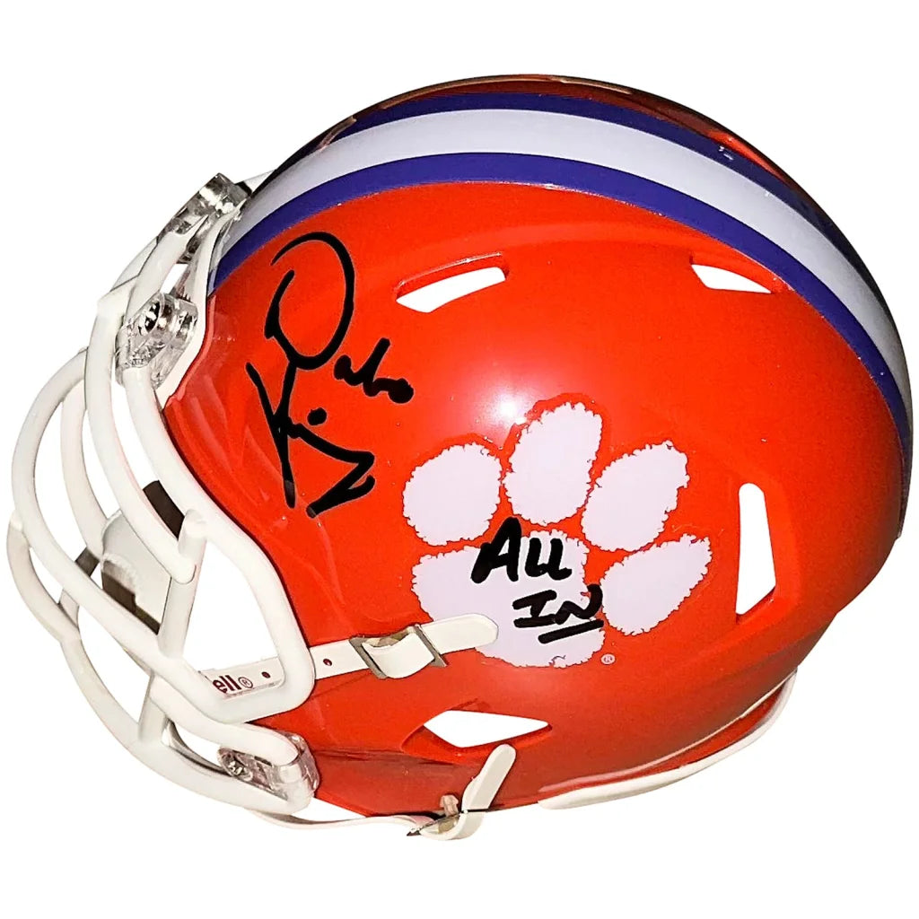 Dabo Swinney autographed Clemson Tigers mini helmet with All In inscription