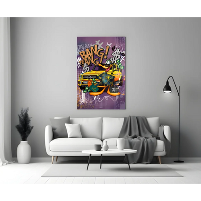 Luxury Duck Graffiti Canvas Wall Art with Mercedes and Cash | Modern Wall Art Decor | vintageantiquesgifts.com
