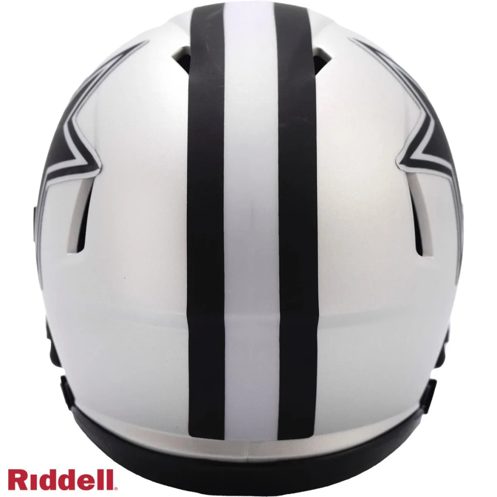 Dallas Cowboys mini football helmet in silver and black with bold star design