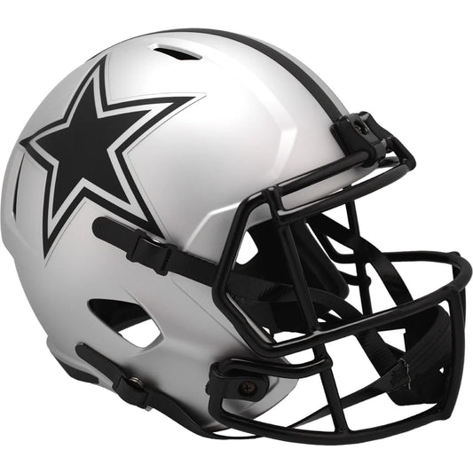 Silver black Dallas Cowboys replica football helmet with star and faceguard