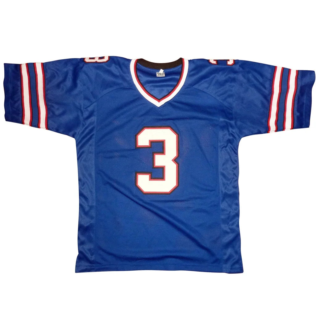 Damar Hamlin autographed blue #3 custom jersey with white and red trim