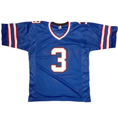 Damar Hamlin autographed blue #3 custom jersey with white and red trim