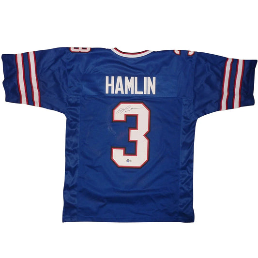 Damar Hamlin autographed custom jersey blue with white red trim Hamlin 3