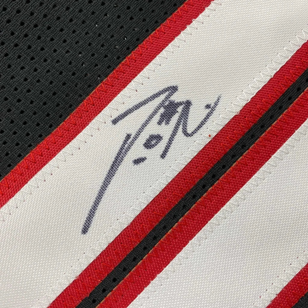 Damian Lillard signed black and red striped jersey with authentication