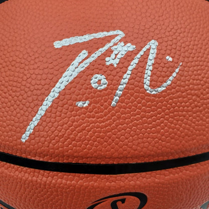 Damian Lillard signed orange NBA basketball with black lines and Beckett authentication