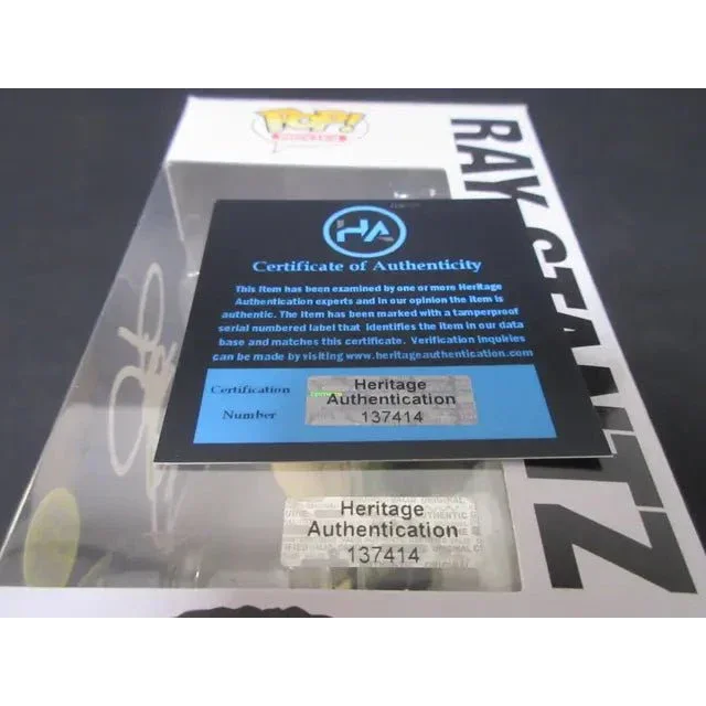Signed Funko Pop Ghostbusters Ray Stantz with COA, box, certificate, and hologram sticker