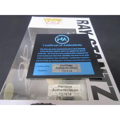 Signed Funko Pop Ghostbusters Ray Stantz with COA, box, certificate, and hologram sticker