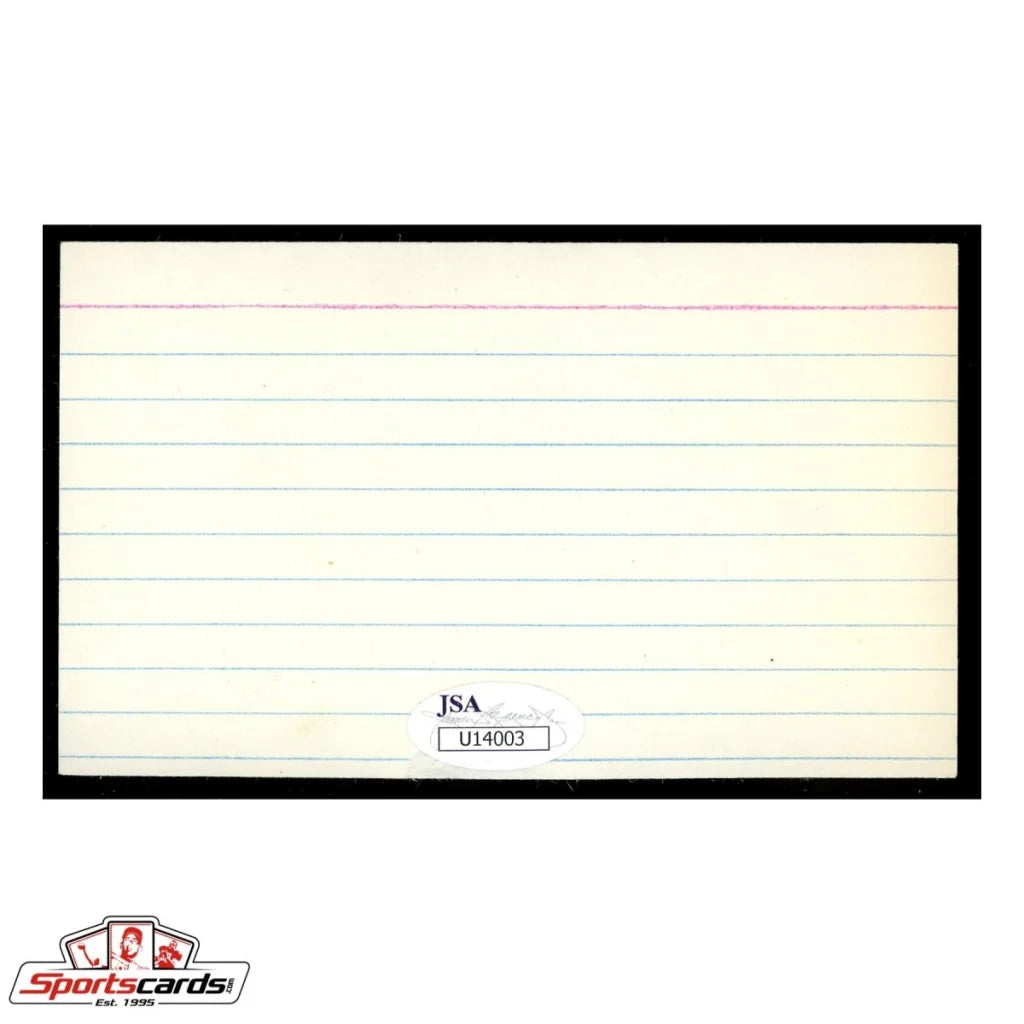 Dan Fortmann signed 3x5 index card with JSA U14003 authentication