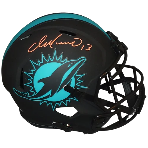 Dan Marino autographed Miami Dolphins replica helmet with teal dolphin logo