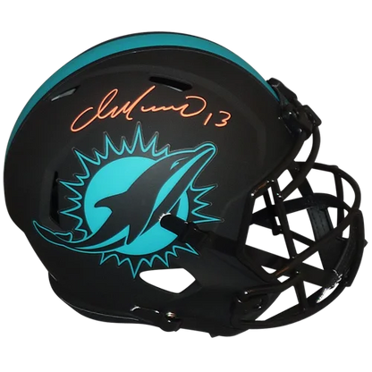 Dan Marino autographed Miami Dolphins replica helmet with teal dolphin logo