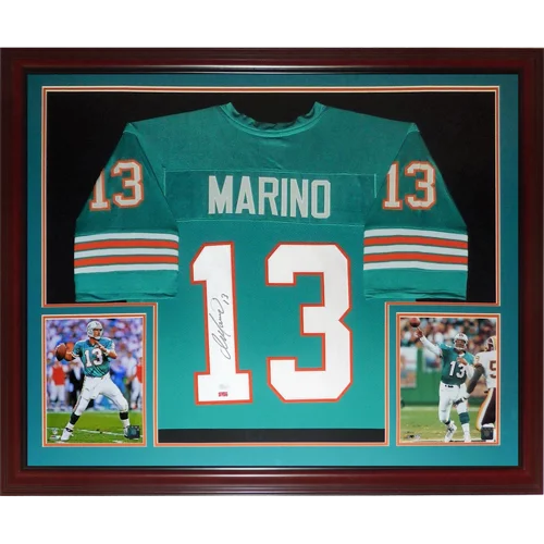 Dan Marino autographed Miami Dolphins teal deluxe framed jersey #13