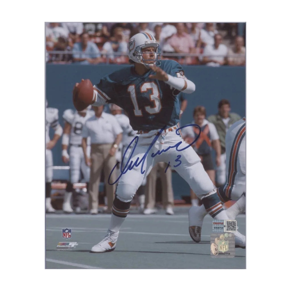 Dan Marino signed 8x10 photo with 13 jersey football action figure