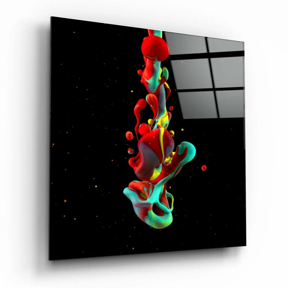 Vibrant Liquid Splash Glass Wall Art on Black Panel | Insigneart USA | vintageantiquesgifts.com