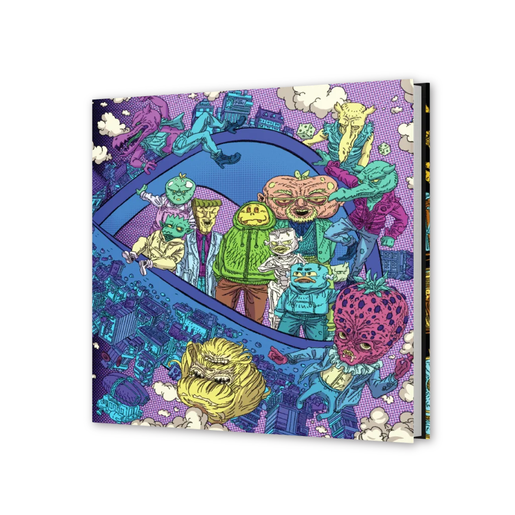 Purple Dance Gavin Dance bear plushie with green blue accents