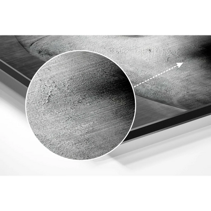 Brushed aluminium dibond print with textured grayscale metal finish