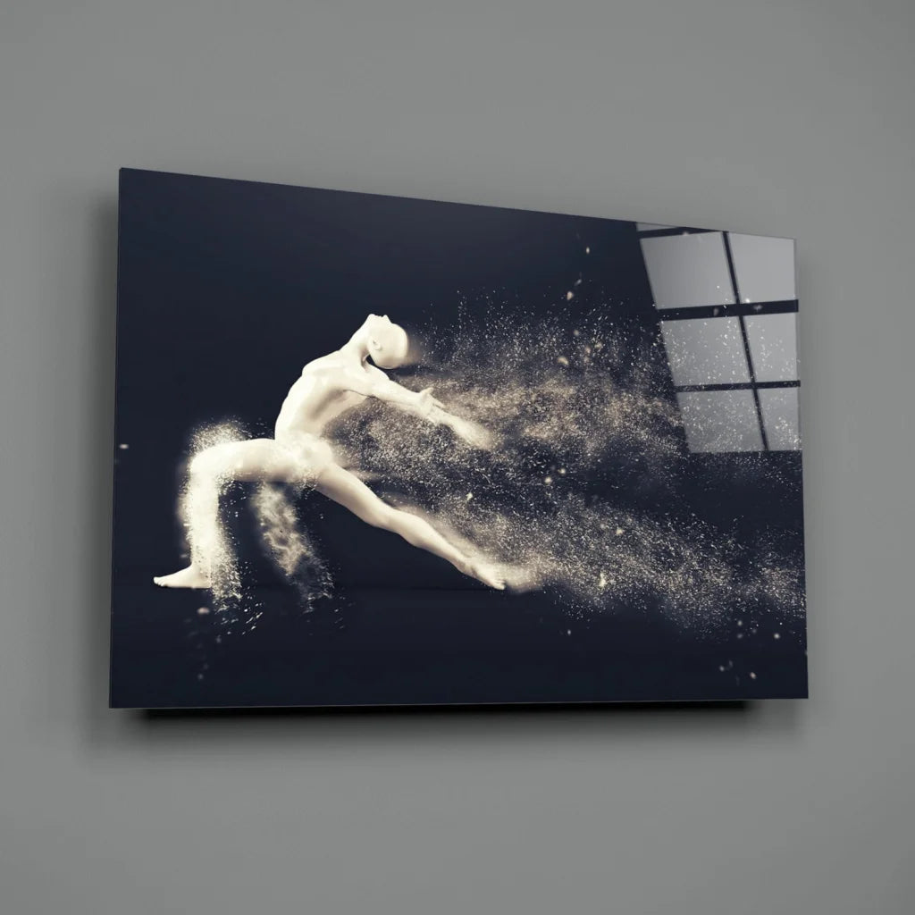Black dancer in motion on sparkling wall art canvas print