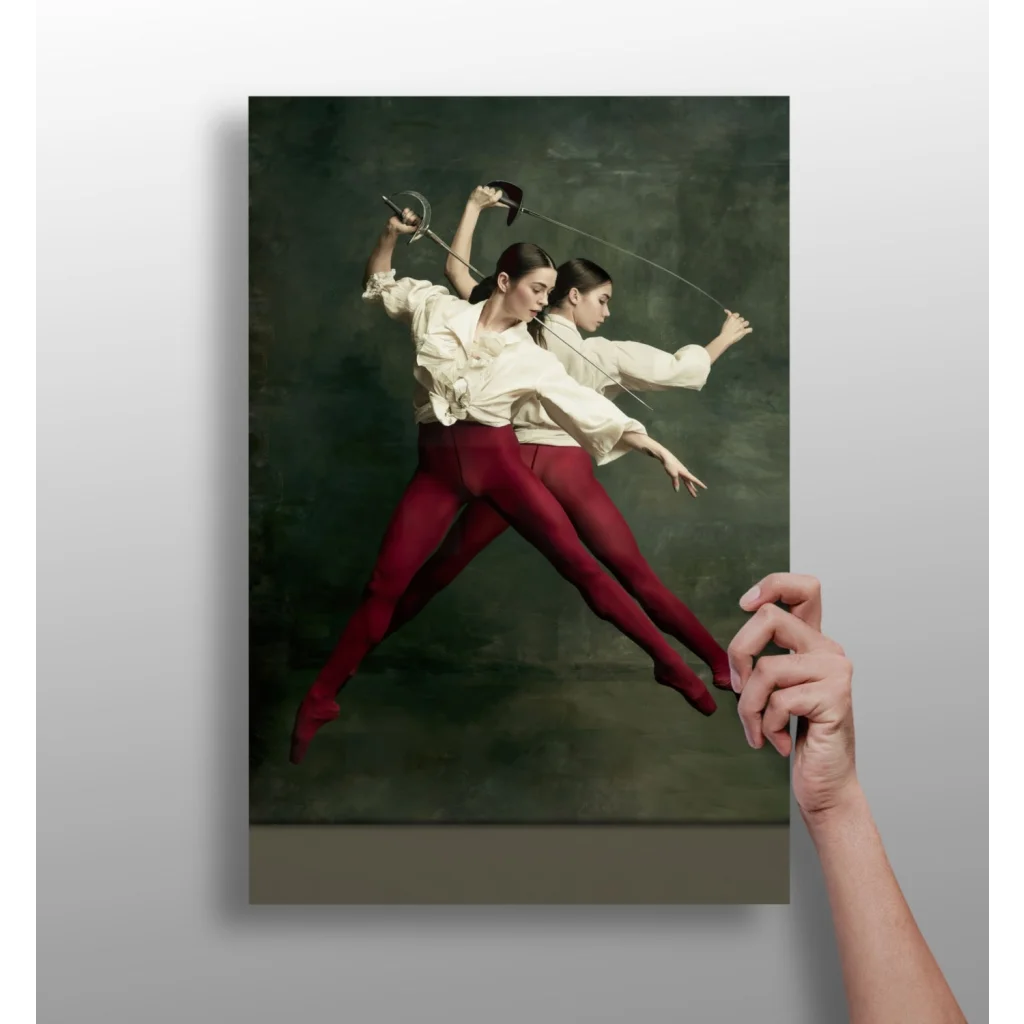 20x30cm fencer art print on canvas from Dancers in Red collection