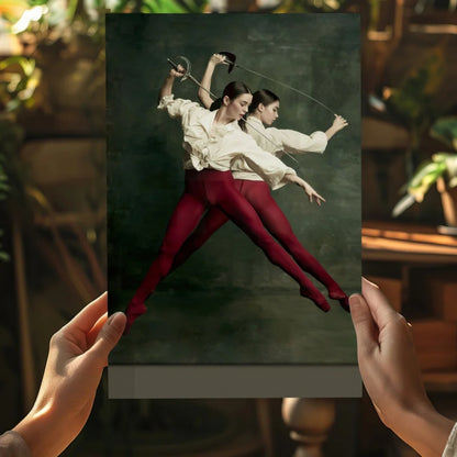 20x30cm fencer art print on canvas for Dancers in Red wall art