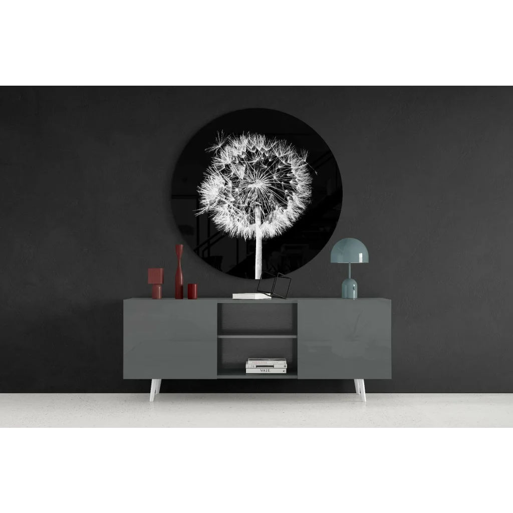 Stunning dandelion seed head on tempered glass art