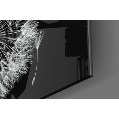 Delicate dandelion seed head in bold black and white wall art