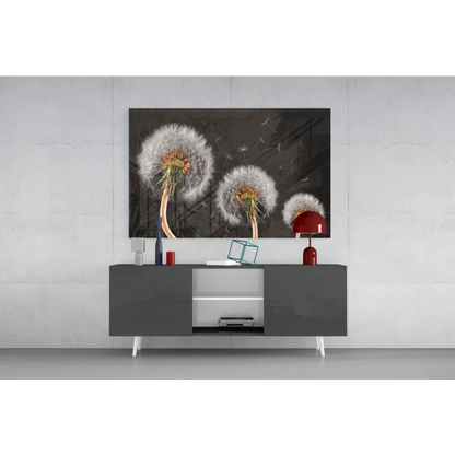 Modern gray console table with white legs, open shelving, and glossy finish