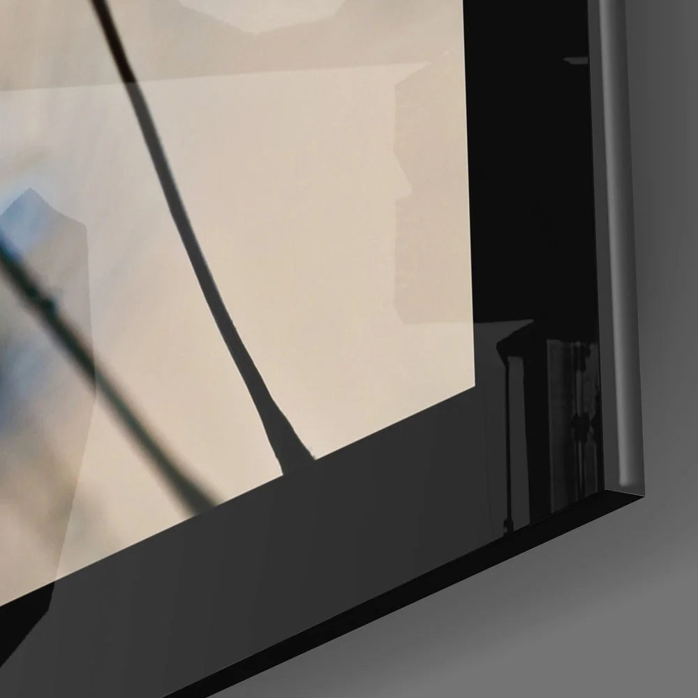 Stunning blue dandelion glass wall art with water droplets