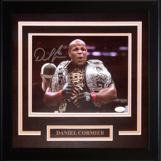 Daniel Cormier autographed deluxe framed 8x10 photo with championship belt
