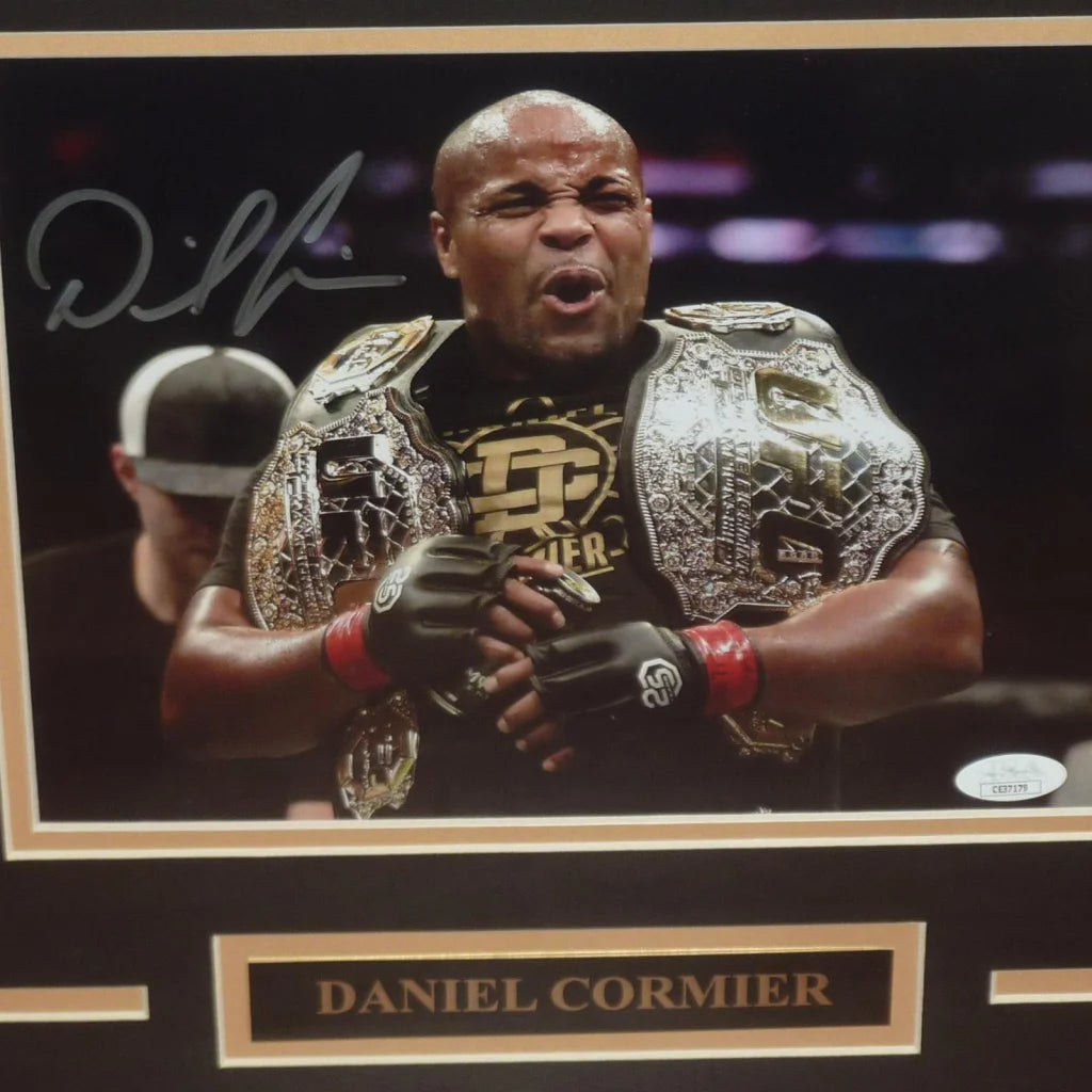 Daniel Cormier autographed deluxe framed 8x10 photo with championship belt