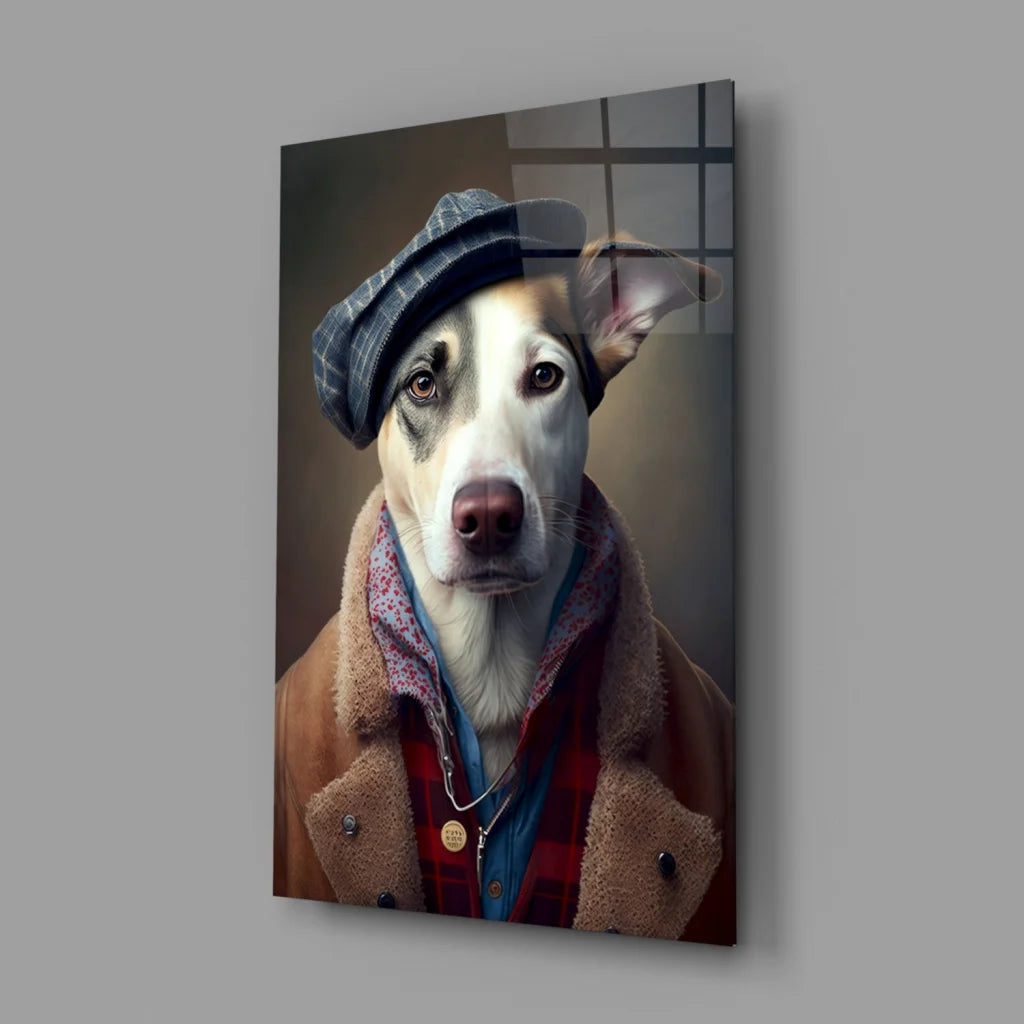 Dapper dog in vintage outfit canvas wall art portrait
