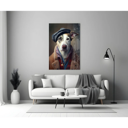 Dapper Dog in Vintage Outfit canvas wall art portrait