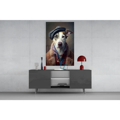 Dapper Dog in plaid cap and vintage coat canvas wall art