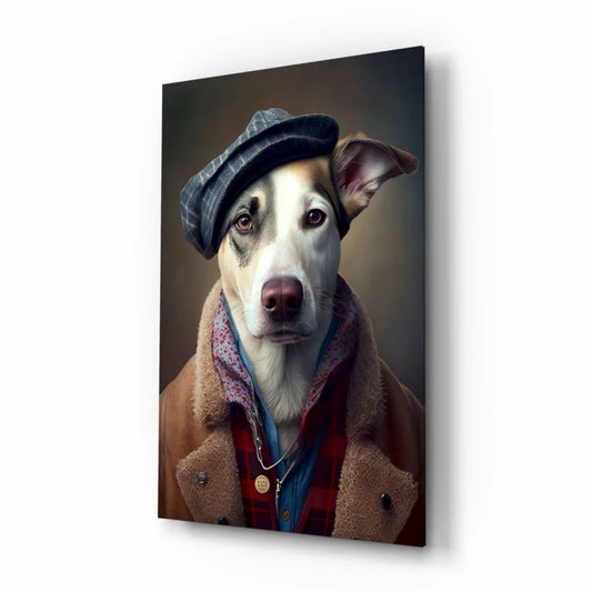 Dapper Dog in Vintage Outfit canvas wall art portrait