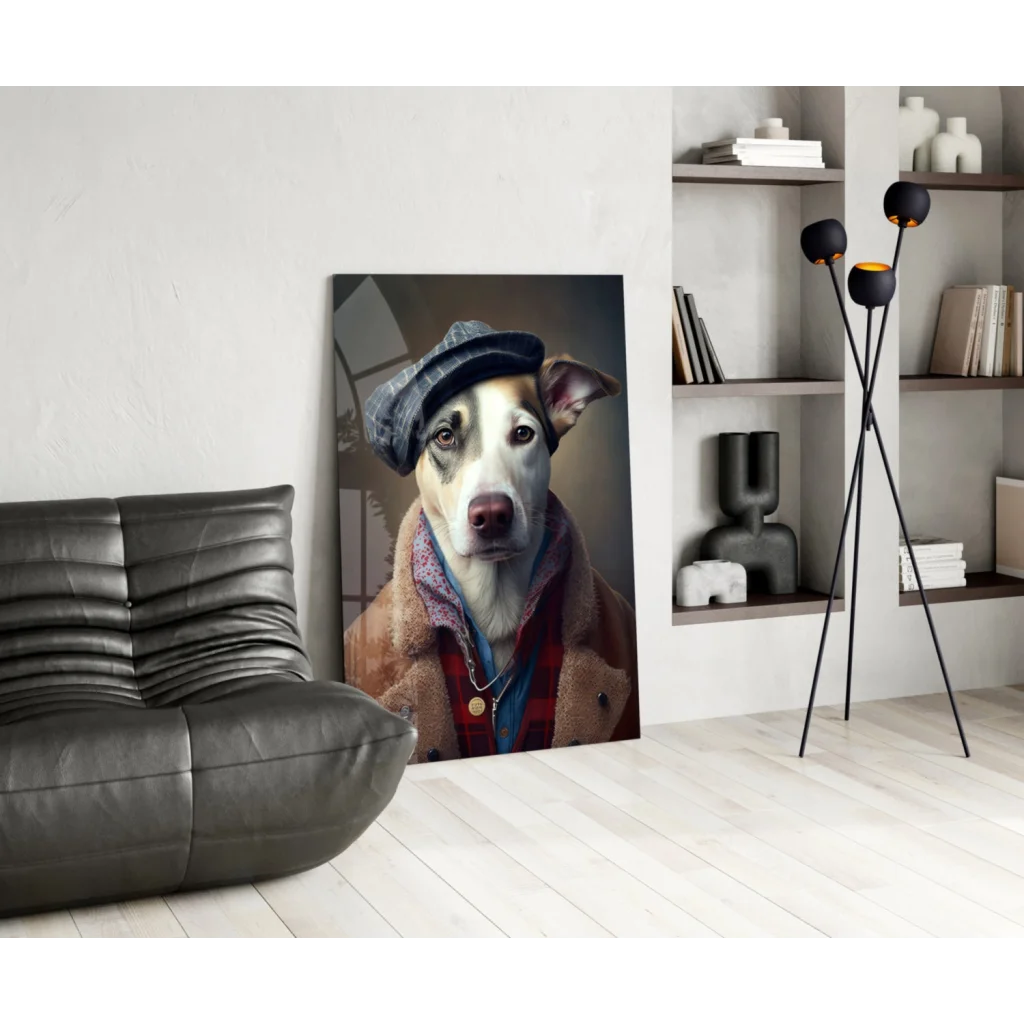 Dapper Dog in Vintage Outfit canvas wall art portrait