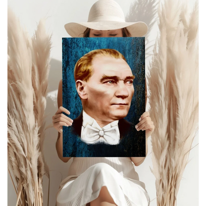 Dapper Gentleman in teal aluminum portrait print with bow tie