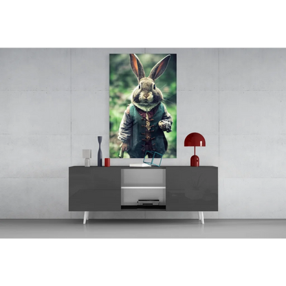 Dapper Rabbit Gentleman canvas wall art print with ornate green vest