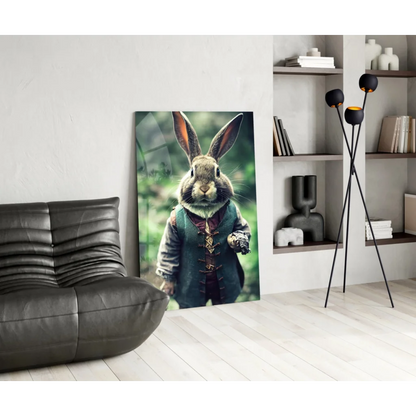 Dapper Rabbit Gentleman canvas wall art print of anthropomorphic bunny in vest