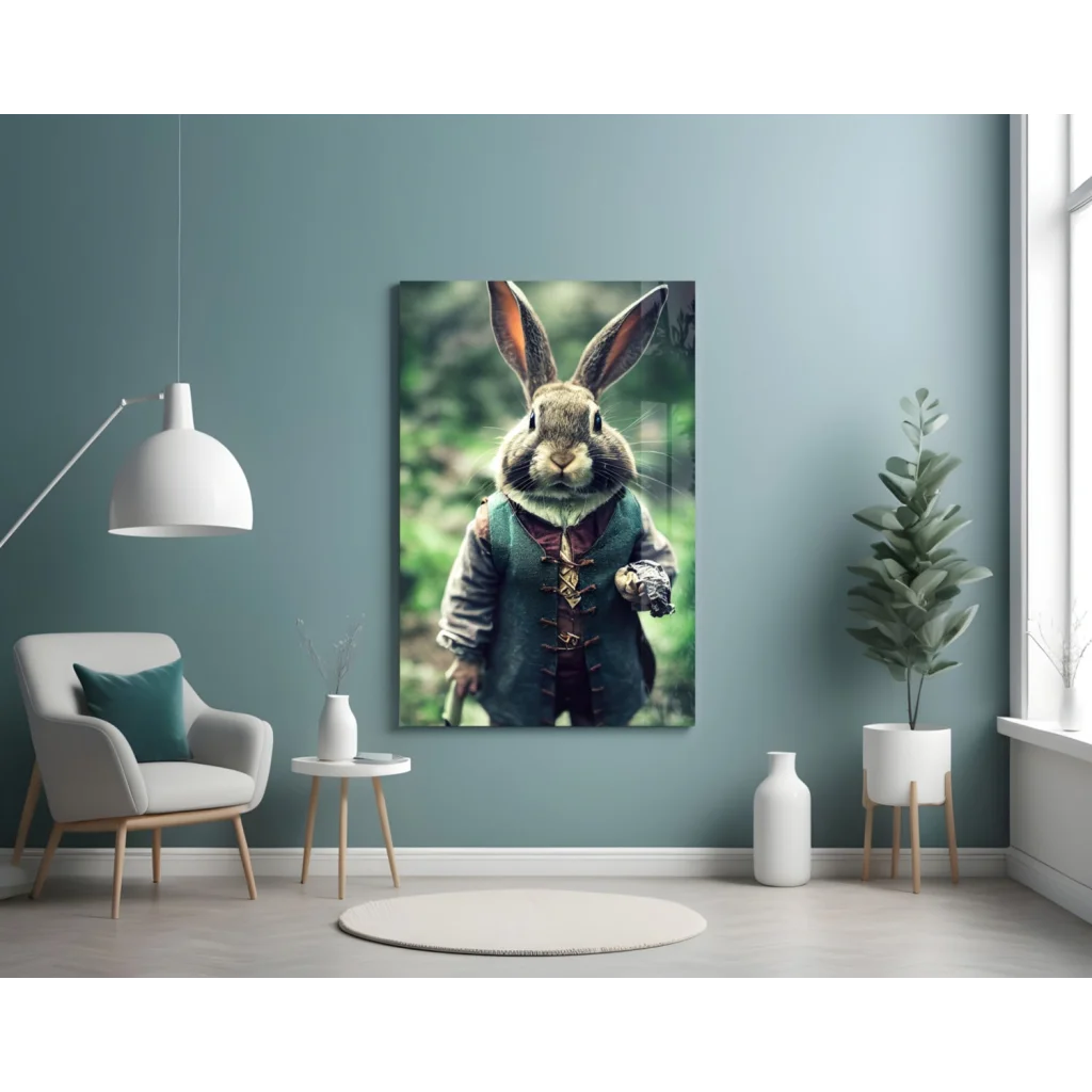 Dapper Rabbit Gentleman Canvas Wall Art Print | Contemporary Home Wall Art | vintageantiquesgifts.com