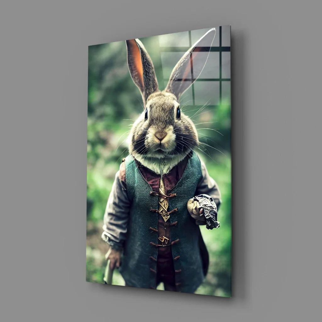 Dapper Rabbit Gentleman Canvas Wall Art Print | Glass Wall Art Print | vintageantiquesgifts.com