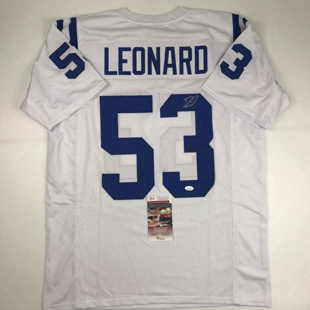White Indianapolis Colts custom jersey with LEONARD 53 for professional sports fans