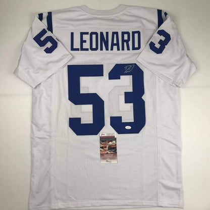 White Indianapolis Colts custom jersey with LEONARD 53 for professional sports fans