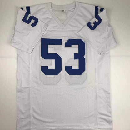 White Darius Leonard custom jersey with blue number 53, perfect for sports league fans