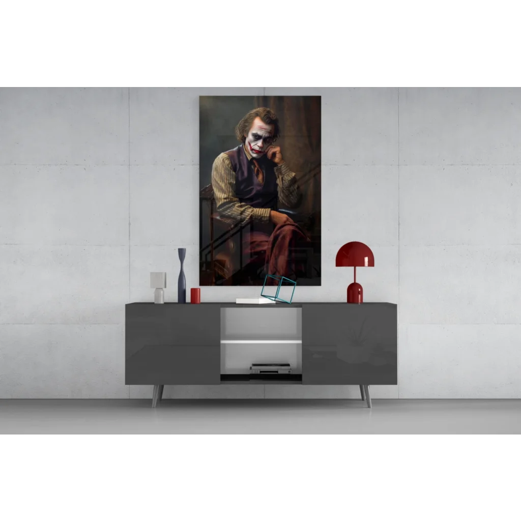 Joker poster on wall as Dark Knight canvas wall art vintage print