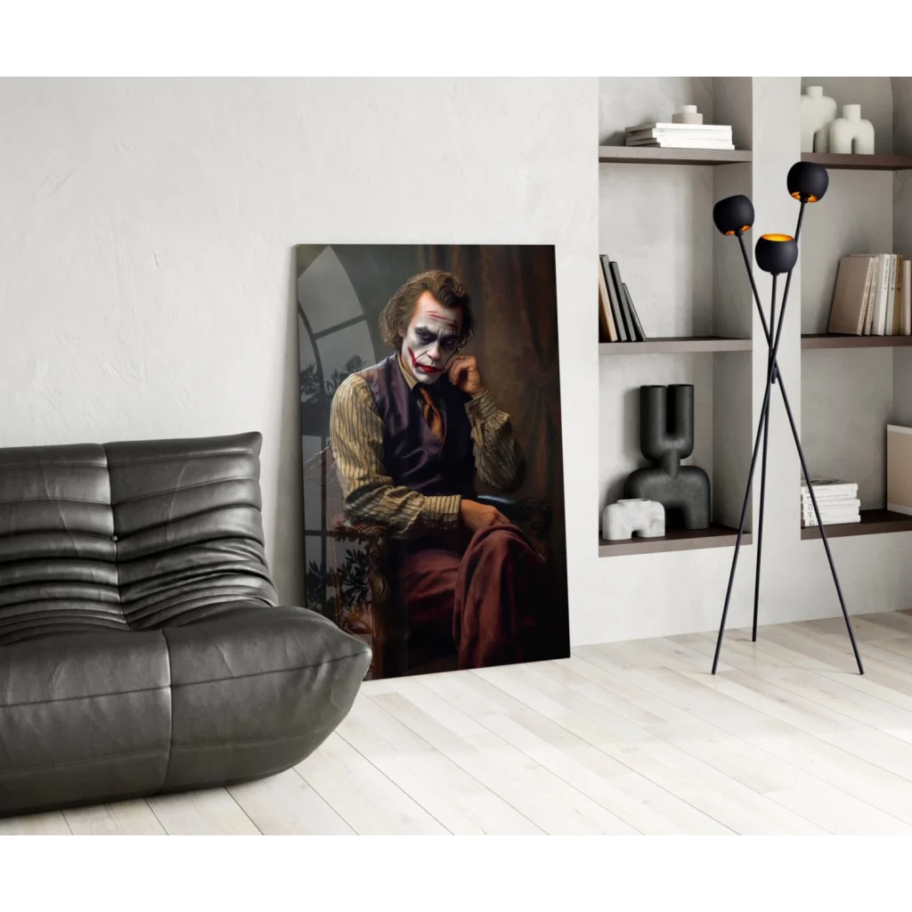 Joker poster on wall in Dark Knight vintage canvas wall art print