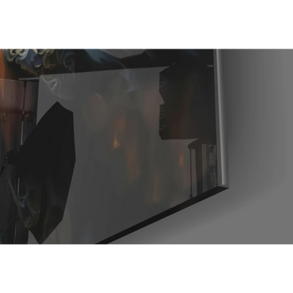 Sleek dark gray gothic queen crown glass wall art mirror