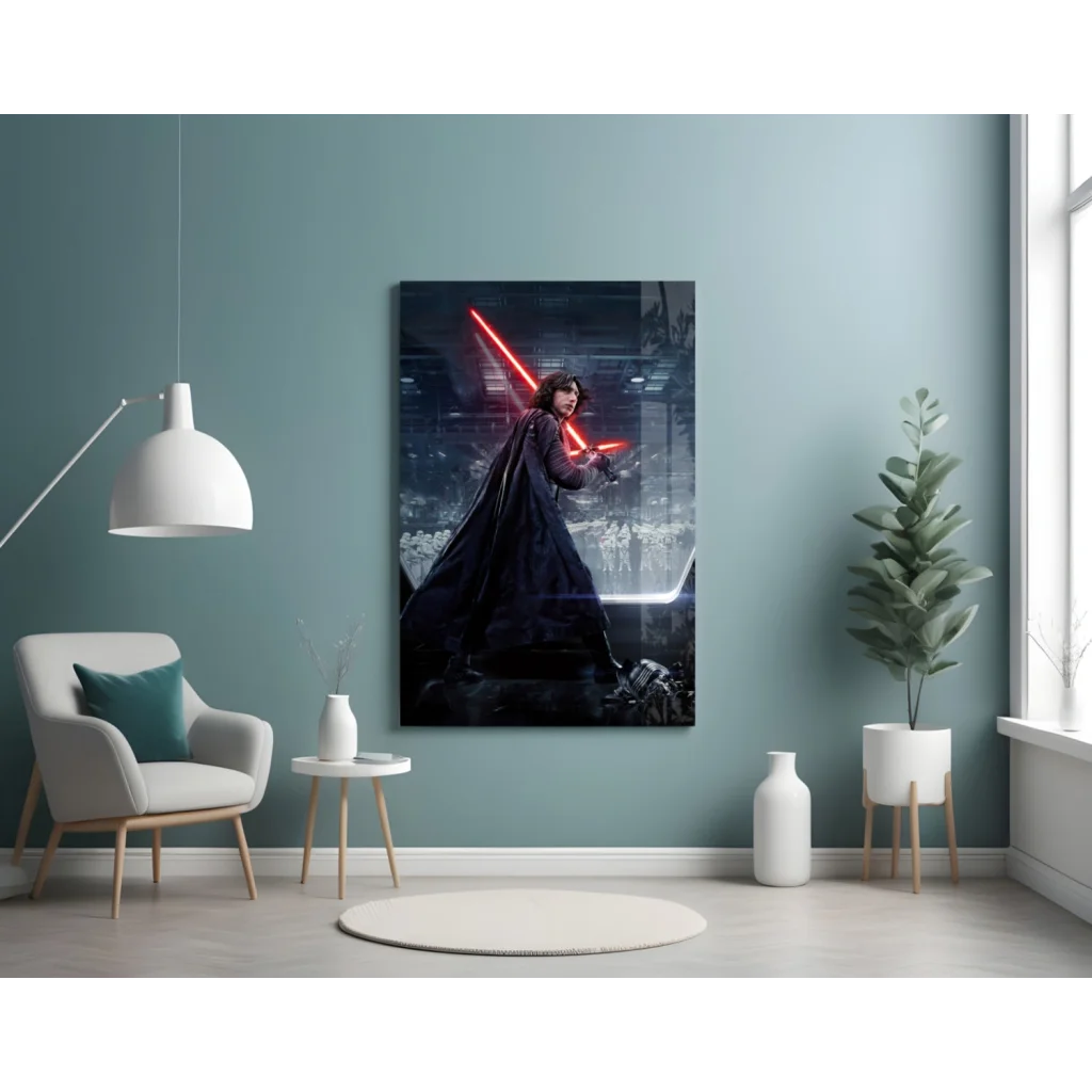 Dark Side Kylo Ren Dual Lightsaber Canvas Wall Art | Contemporary Home Wall Art | vintageantiquesgifts.com